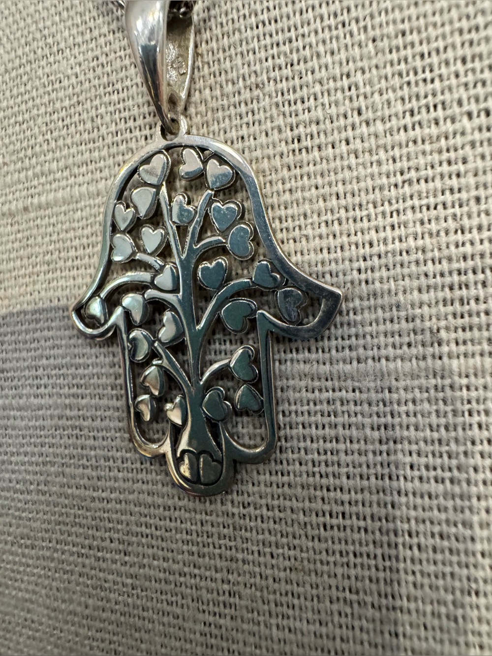 Sterling tree of life heart hamsa pendant necklace 925 16-18 inch
